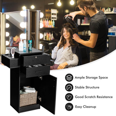 Salon Station Storage Cabinet Beauty Organizer Barber Stations Spa Stylist Hairdressing Equipment with Hair Dryer Holders and Drawers