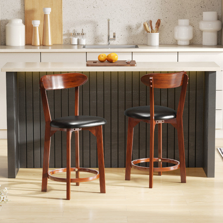 Set of 2 Modern Armless Upholstered Cushioned Seat Island Dining Chairs for Kitchen