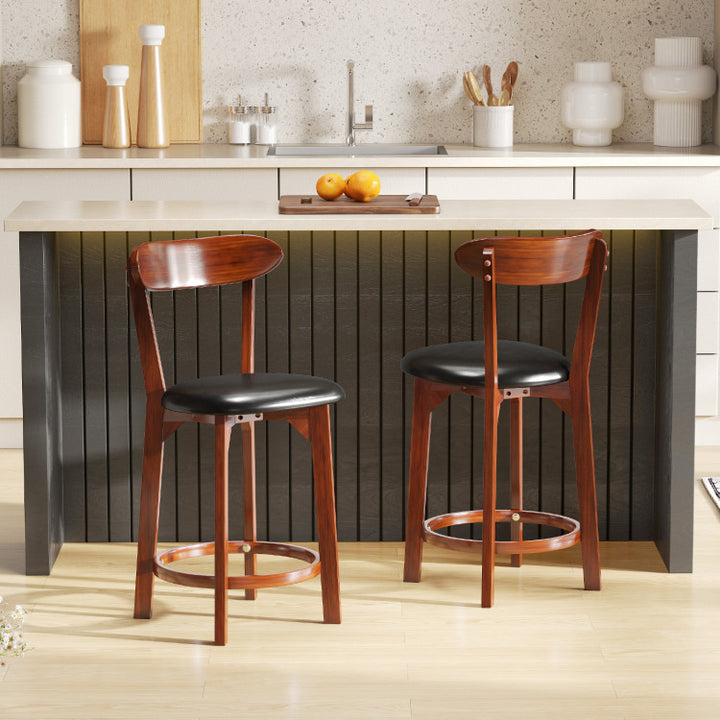 Set of 2 Modern Armless Upholstered Cushioned Seat Island Dining Chairs for Kitchen