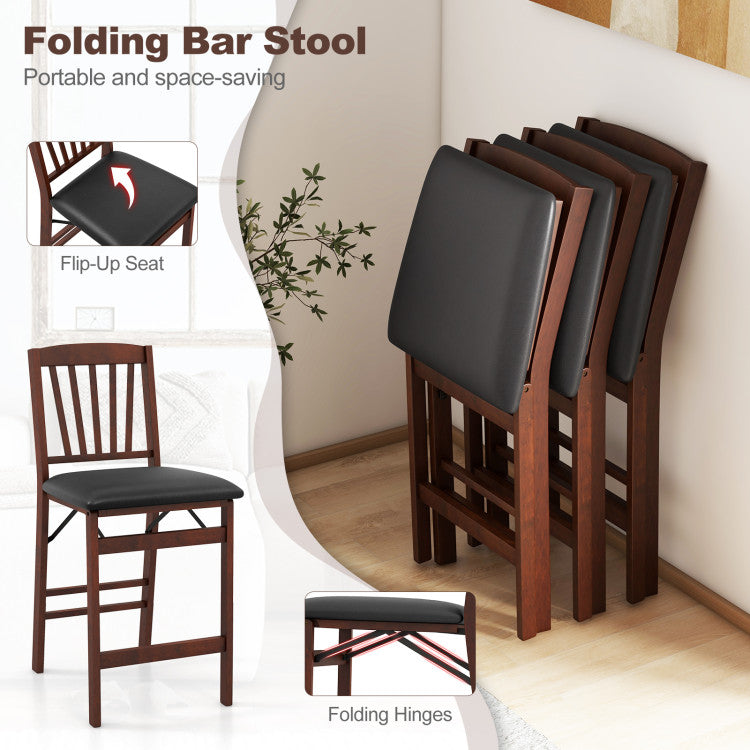 Set of 2 Counter Height Bar Stools Portable Folding Kitchen Island Cha Chairliving