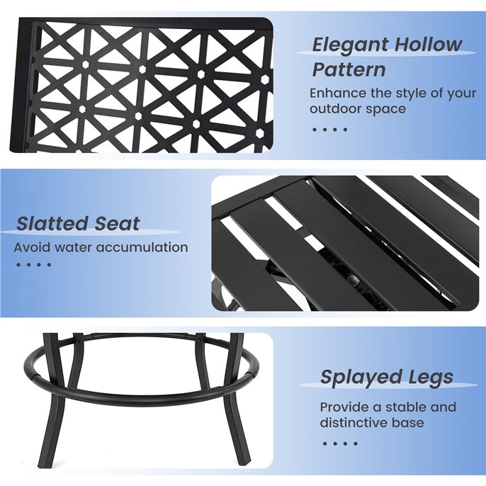 Set of 2 Patio Swivel Bar Stools Outdoor Bar Height Chairs with Soft Cushions and Steel Frame