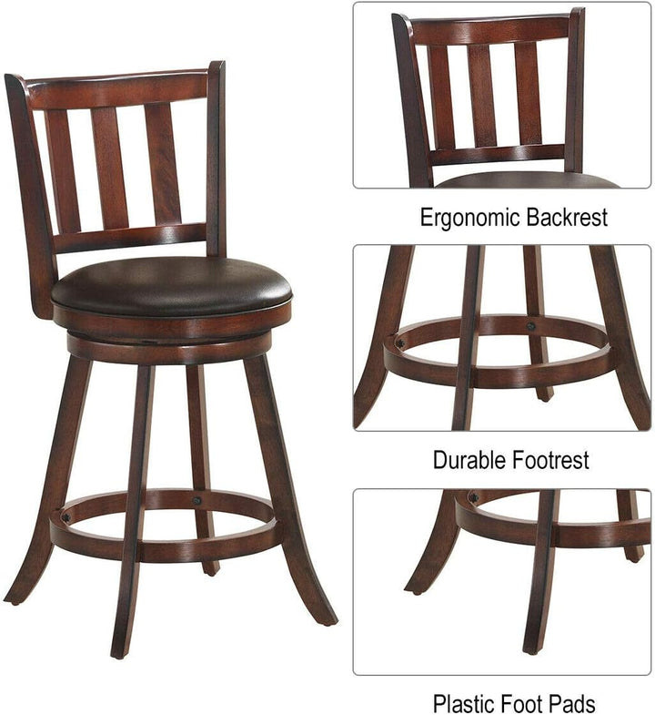 Set of 2 Bar Stools Counter Height Dining Chair 360 Degree Swivel Barstool Set with Cushion