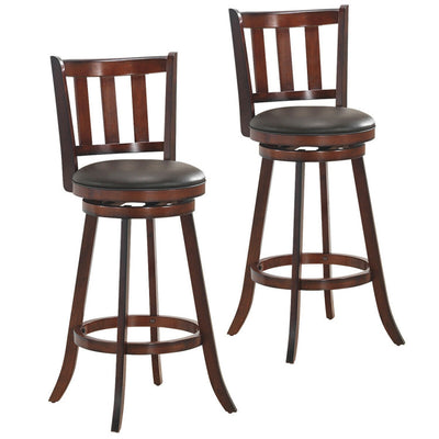 Set of 2 Bar Stools Counter Height Dining Chair 360 Degree Swivel Barstool Set with Cushion