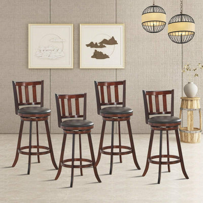 Set of 2 Bar Stools Counter Height Dining Chair 360 Degree Swivel Barstool Set with Cushion