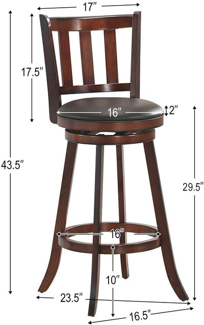 Set of 2 Bar Stools Counter Height Dining Chair 360 Degree Swivel Barstool Set with Cushion