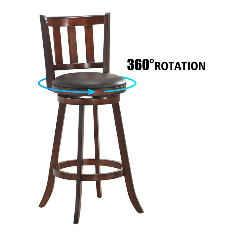 Set of 2 Bar Stools Counter Height Dining Chair 360 Degree Swivel Barstool Set with Cushion