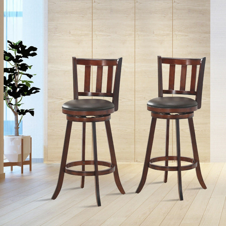 Set of 2 Bar Stools Counter Height Dining Chair 360 Degree Swivel Barstool Set with Cushion