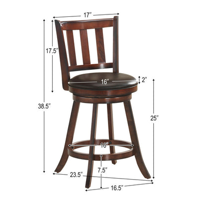 Set of 2 Bar Stools Counter Height Dining Chair 360 Degree Swivel Barstool Set with Cushion