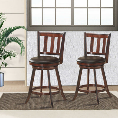 Set of 2 Bar Stools Counter Height Dining Chair 360 Degree Swivel Barstool Set with Cushion