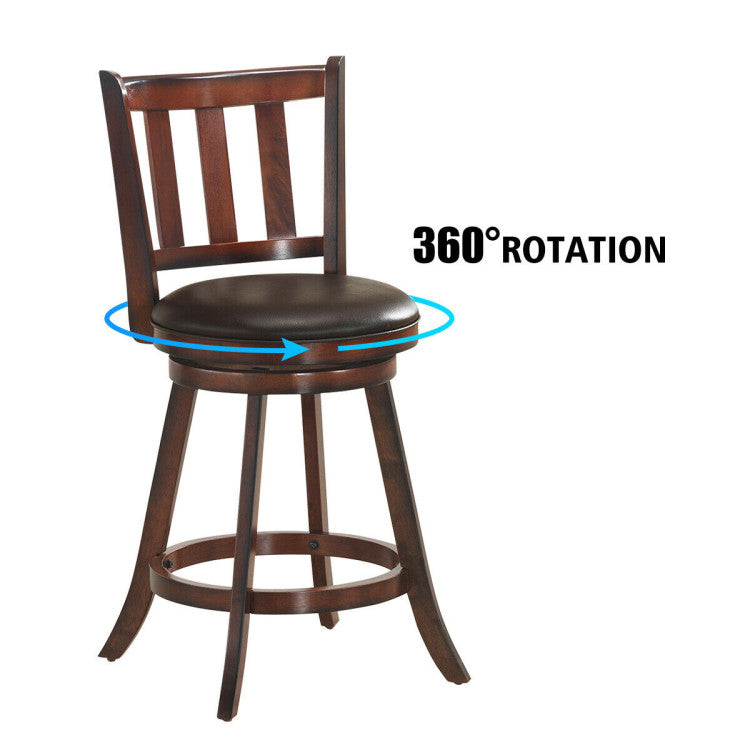 Set of 2 Bar Stools Counter Height Dining Chair 360 Degree Swivel Barstool Set with Cushion