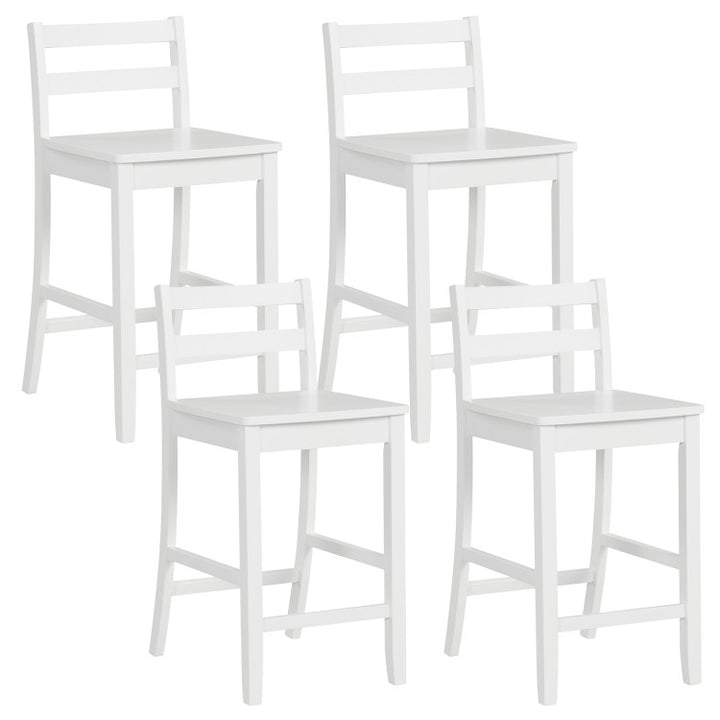 Set of 2 Counter Height Bar Stools 24-Inch Wooden Bar Chairs with Ergonomic Backrest and Footrest for Kitchen Island