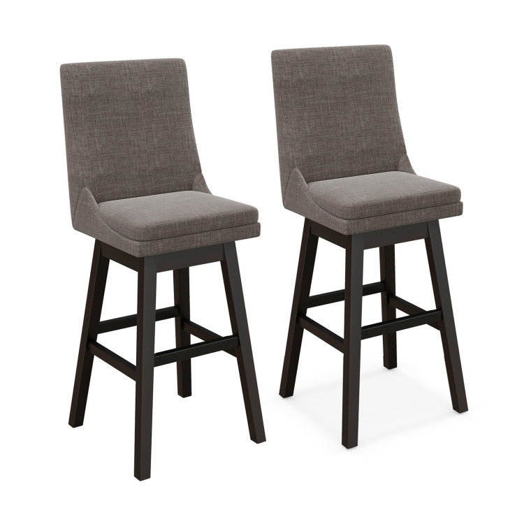 Set of 2 Counter Height Barstools 360° Swivel Bar Stool Seat Dining Chairs with Footrest and Cushion