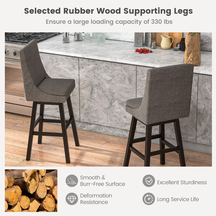 Set of 2 Counter Height Barstools 360° Swivel Bar Stool Seat Dining Ch ...