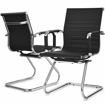 Set of 2 Office Guest Chair Heavy Duty Conference Reception Chair with Protective Arm Sleeves and Sled Base