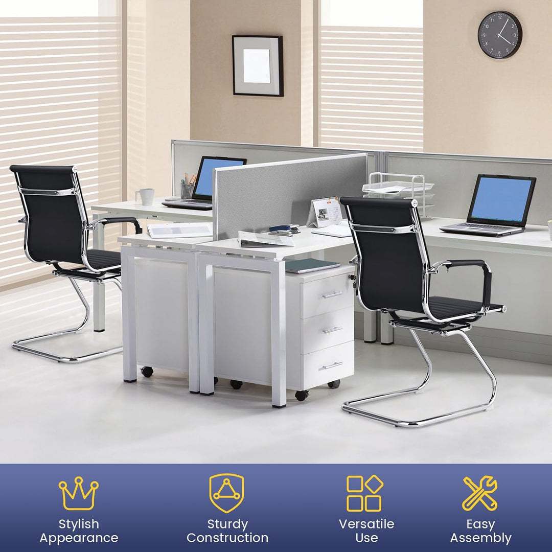 Set of 2 Office Guest Chair Heavy Duty Conference Reception Chair with Protective Arm Sleeves and Sled Base