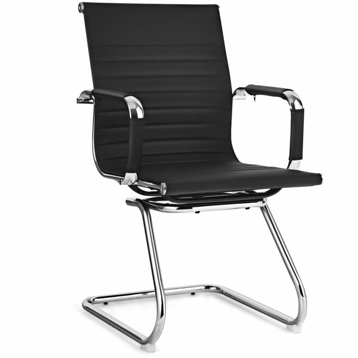 Set of 2 Office Guest Chair Heavy Duty Conference Reception Chair with Protective Arm Sleeves and Sled Base