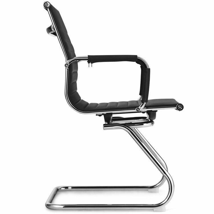 Set of 2 Office Guest Chair Heavy Duty Conference Reception Chair with Protective Arm Sleeves and Sled Base