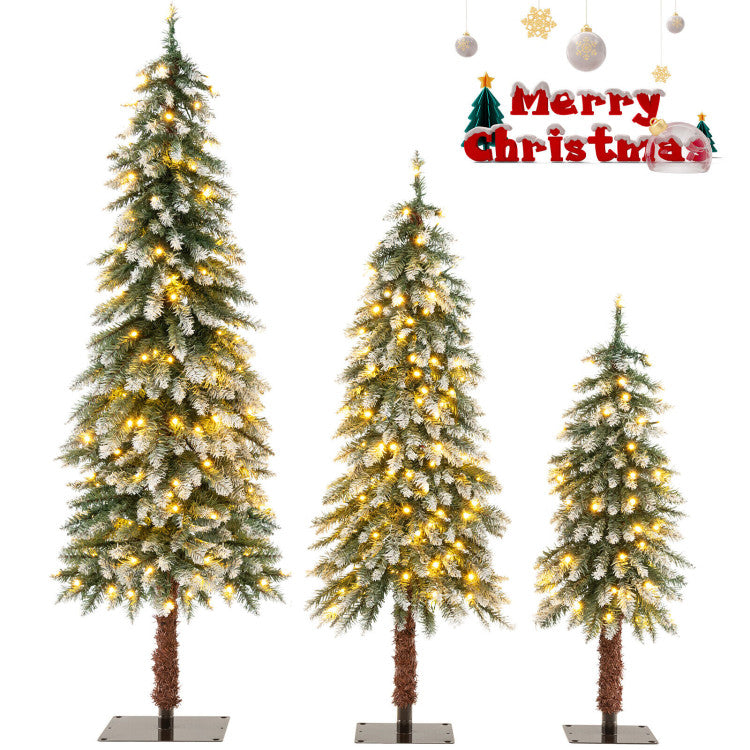 Set of 3 Pre-Lit Christmas Tree with LED lights