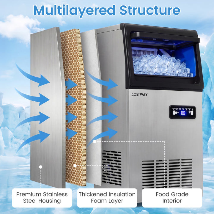 Stainless Steel Commercial Ice Maker 110 lbs/24H