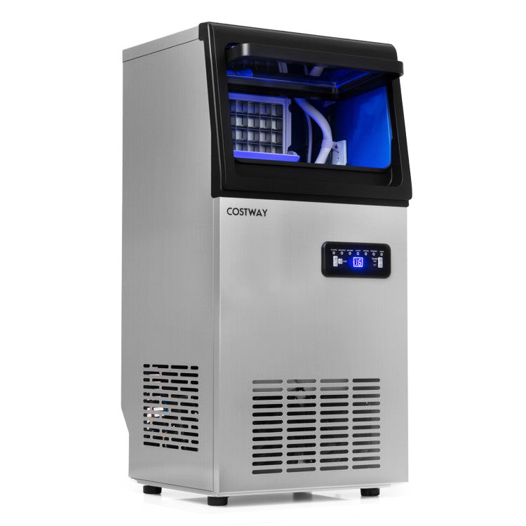 110 lbs/24H Freestanding Ice Maker Stainless Steel Commercial Ice Machine with Auto-Cleaning Function and Smart Panel
