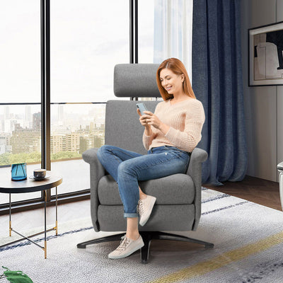 Swivel Massage Recliner Single Sofa with Adjustable Headrest