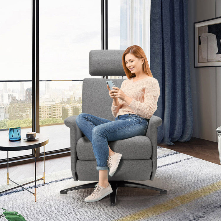 Swivel Massage Recliner Single Sofa with Adjustable Headrest