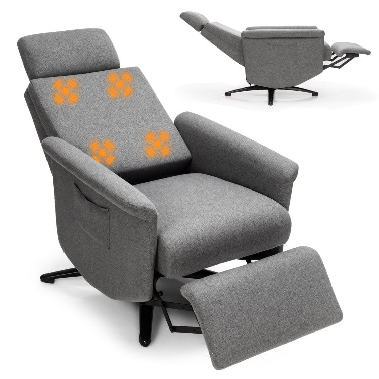Swivel Massage Recliner Single Sofa with Adjustable Headrest