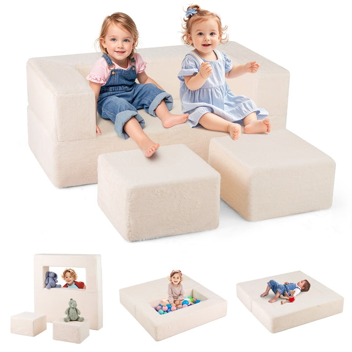 Modular Kids Play Couch, Toddler Sectional Fort Building Sofa for Playroom
