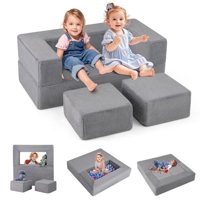 Modular Kids Play Couch, Toddler Sectional Fort Building Sofa for Playroom
