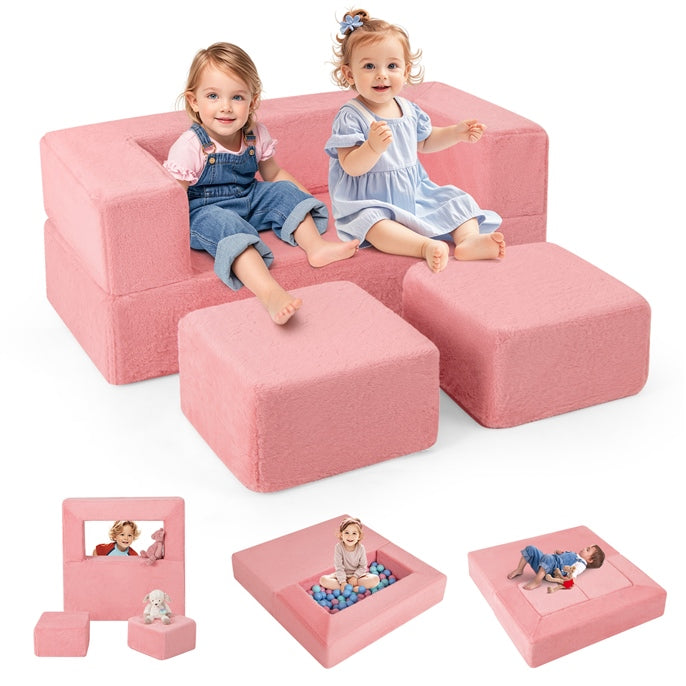 Modular Kids Play Couch, Toddler Sectional Fort Building Sofa for Playroom