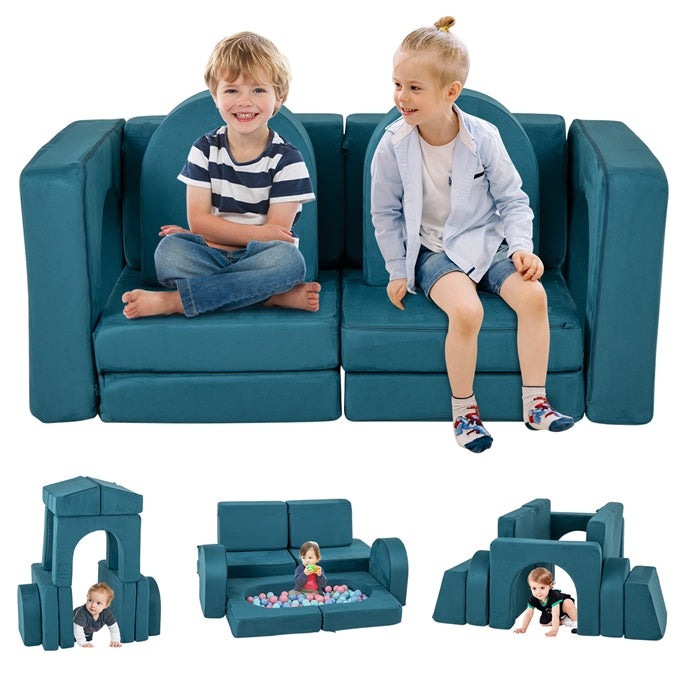 Modular Kids Play Couch, 8 PCS Toddler Creative Sectional Fort Building Sofa for Playroom