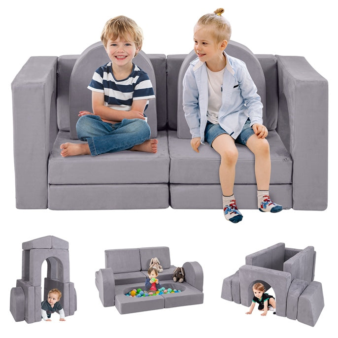 Modular Kids Play Couch, 8 PCS Toddler Creative Sectional Fort Building Sofa for Playroom