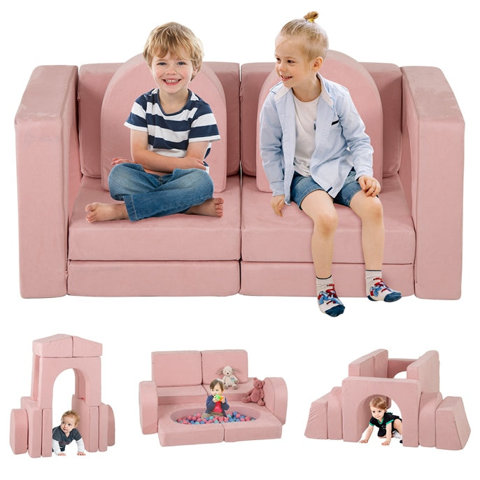 Modular Kids Play Couch, 8 PCS Toddler Creative Sectional Fort Building Sofa for Playroom