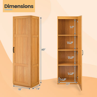 Tall Storage Cabinet Freestanding Pantry Organizer with 4 Storage Shelves for Bathroom Bedroom