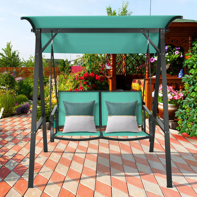 2 Person Patio Swing with Weather Resistant Glider and Adjustable Canopy