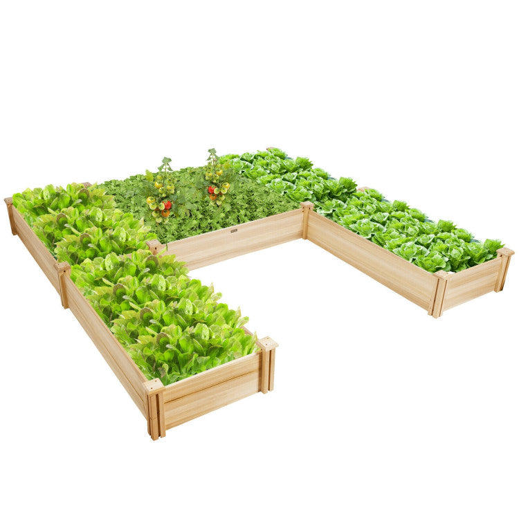 U-Shaped Raised Garden Bed Wooden Planter Container Vegetable Box