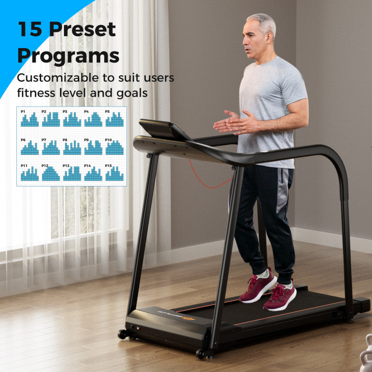 2.5 HP Walking Treadmill with Long Handrail, 300 lbs Capacity Recovery Fitness Exercise Machine Equipment with Pulse Sensors for Senior