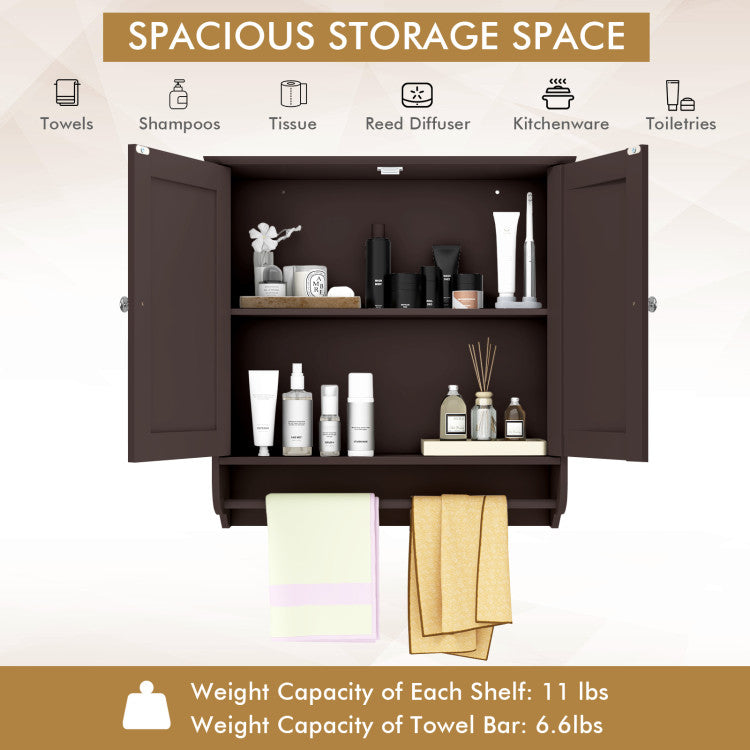 Wall Mounted Bathroom Storage Medicine Cabinet with Towel Bar