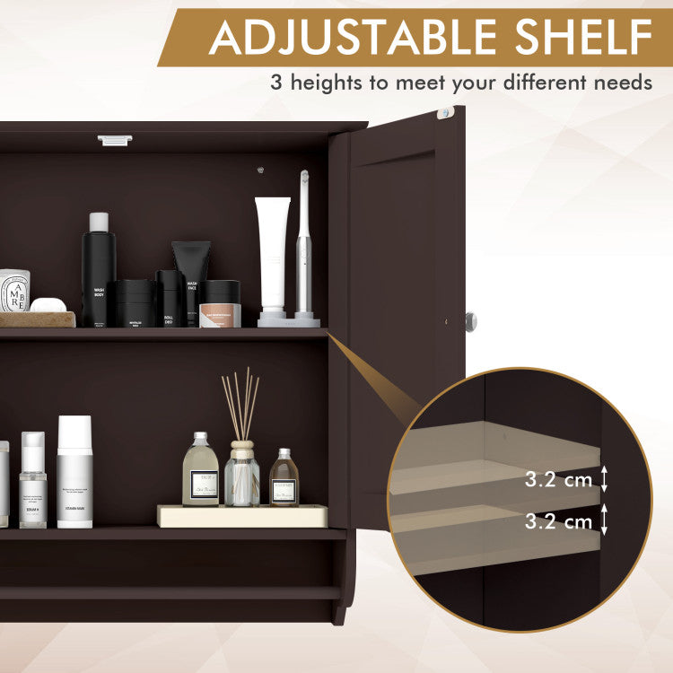 Wall Mounted Bathroom Storage Medicine Cabinet with Towel Bar