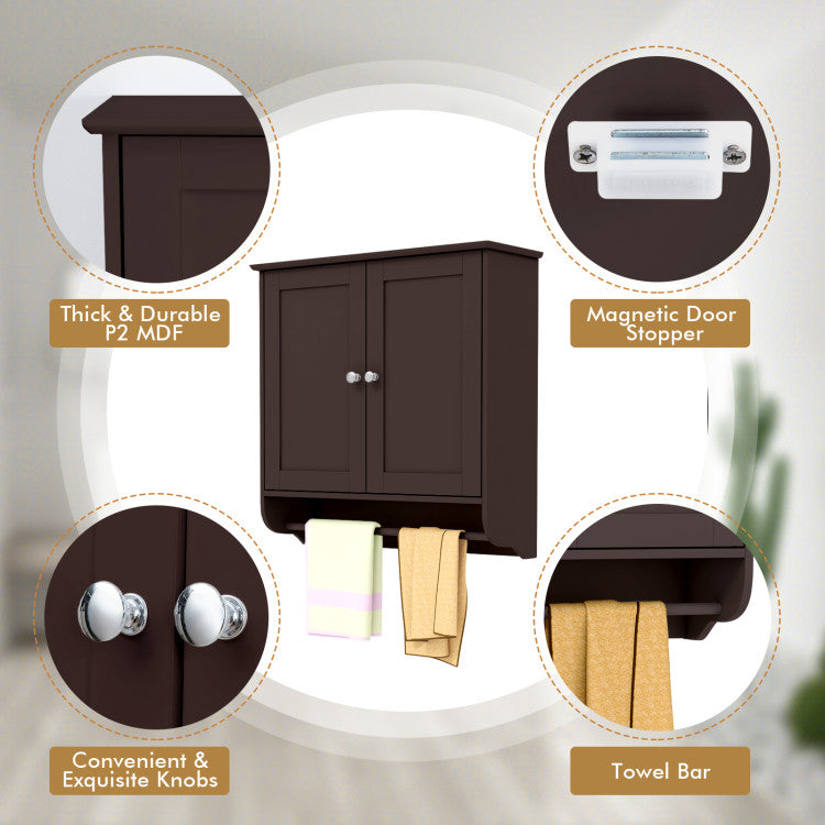Wall Mounted Bathroom Storage Medicine Cabinet with Towel Bar
