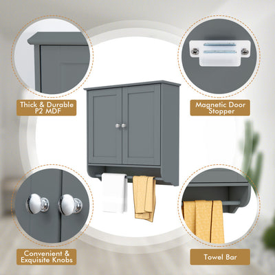Wall Mounted Bathroom Storage Medicine Cabinet with Towel Bar