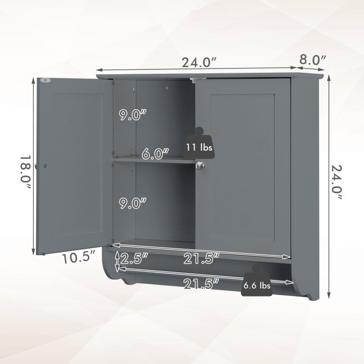 Wall Mounted Bathroom Storage Medicine Cabinet with Towel Bar