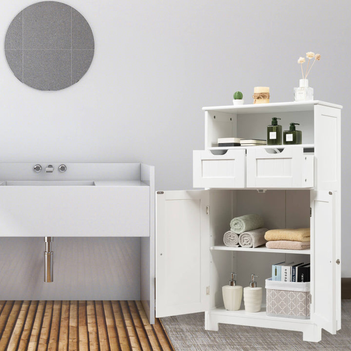 Bathroom Wooden Side Cabinet with 2 Drawers and 2 Doors