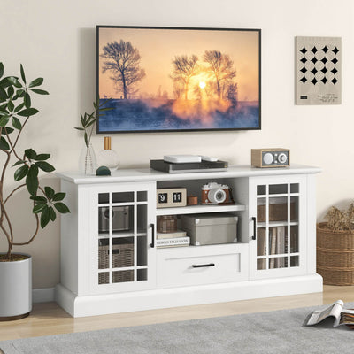 Wooden TV Stand Media Console Table Entertainment Center with Storage Cabinets and Adjustable Shelves for TVs up to 70 Inch