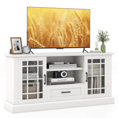 Wooden TV Stand Media Console Table Entertainment Center with Storage Cabinets and Adjustable Shelves for TVs up to 70 Inch