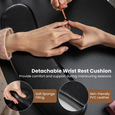Wooden Manicure Table Nail Desk with Drawers Wrist Rest