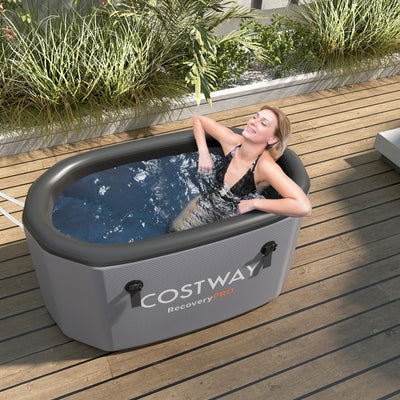XL 129 Gal Oval Ice Bath Tub Portable Cold Plunge Tub with Water Chiller, Cover, Convenient Backpack for Athletes Cold Water Therapy and Recovery