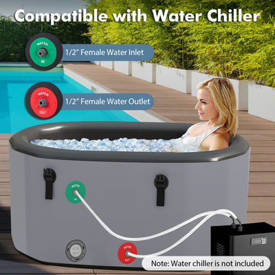 XL 129 Gal Oval Ice Bath Tub Portable Cold Plunge Tub with Water Chiller, Cover, Convenient Backpack for Athletes Cold Water Therapy and Recovery