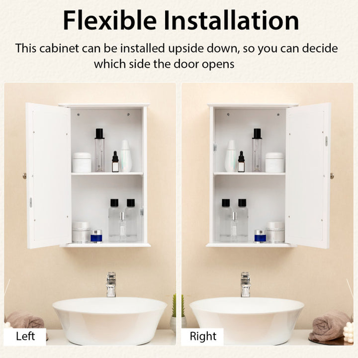Bathroom Wall Cabinet with Single Mirror Door and Adjustable Shelf