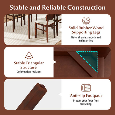 5-Piece Dining Table Set with High Curved Back for 4 People